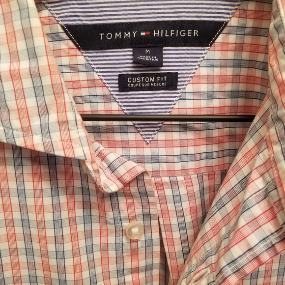 Tommy Hilfiger, Red and Blue Check Button Down 80's 2 Ply, Size Medium - Picture 2 of 4
